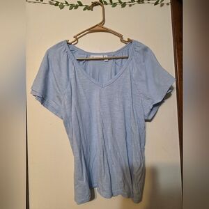 Rafaella Light Blue V-Neck Short Sleeve Tee